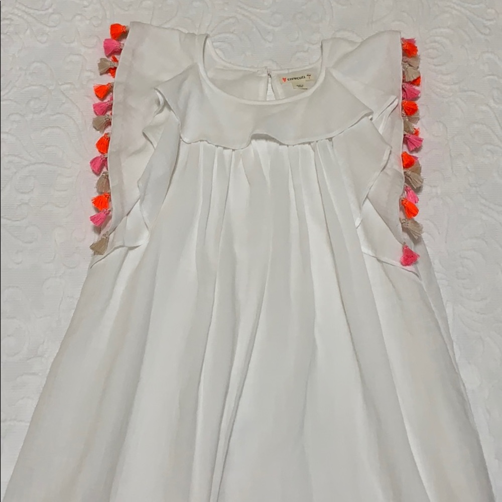 J.Crew Crewcut tassel white beach dress size 7 EUC - Picture 2 of 6